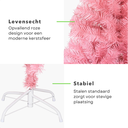 Cheqo® Roze Kerstboom - Kunstkerstboom 180 cm - PVC - Met Standaard - Binnen/Buiten Gebruik