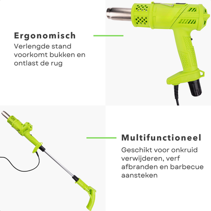 Cheqo® Onkruidbrander - Elektrische Onkruidbrander - Onkruidverdelger - Thermische Onkruidverdelger - Onkruidverwijderaar - Onkruidbrander 2000w - Elektrische Onkruidbrander 2000w - Verf Afbrander - Verfbrander