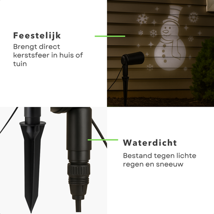 Cheqo® LED Projector - Sneeuwpop Decoratie - Kerstverlichting Buiten - Kerst Sneeuwpop - IP44 Adapter - Binnen En Buiten - Kerstverlichting - Sneeuwvlok Projectie - Feestdecoratie - Weerbestendig - Kerstversiering - Winter Decoratie