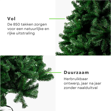 Cheqo® Kunstkerstboom 150 cm - Kerstboom Met Standaard - Volle Kerstboom - 850 Takken - Groene Kunstkerstboom - Herbruikbare Kerstboom - Stabiele Boomstandaard - Gemakkelijk In Elkaar Te Zetten - Natuurlijke Volle Vorm - Kerstdecoratie