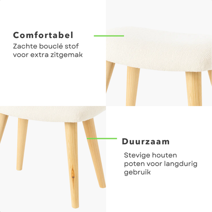 Cheqo® Krukje Wit - Houten Poten - Kruk - Stoeltje - Bijzettafel - Tafeltje - Teddy - Poef