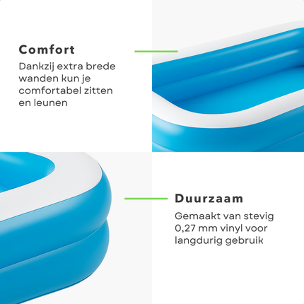 Cheqo® Opblaasbaar Zwembad - Kinderzwembad Blauw/Wit - Opblaaszwembad - Vinyl met Afvoerventiel
