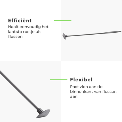 Cheqo® Flessenlikker - Flessenschraper - Pottenlikker - Pannenlikker - Flessentrekker - Flessen Schraper - Potten Schraper - Flessenschraper voor Flessen - Flessenschraper voor Potten