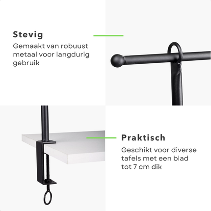Cheqo® Tafelklem - Tafelstang Zwart Metaal - Tafeldecoratie - Feestdecoratie - Binnen en Buitengebruik - Verstelbare Tafelklem - Decoratieframe Binnen Buiten