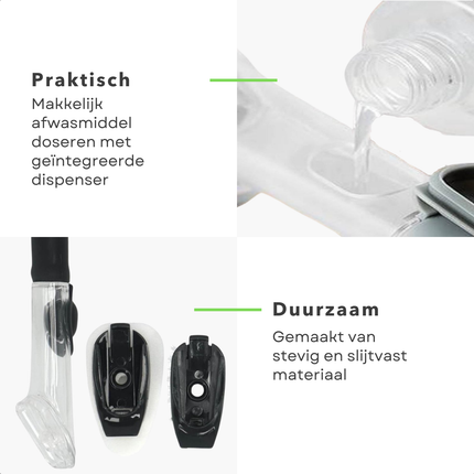 Cheqo® Afwasborstel met Zeepdispenser - Afwas Borstel met Schuurspons - Keuken Schoonmaakborstel