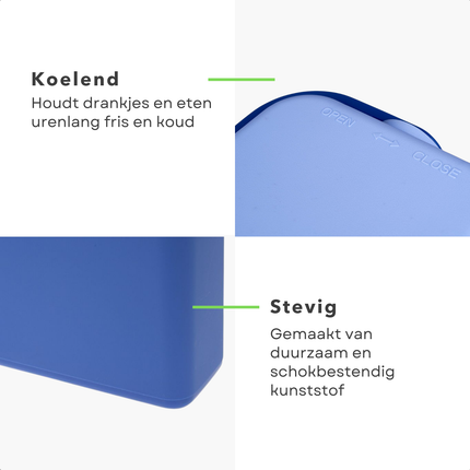 Cheqo® Koelbox - Frigobox - Coolbox - 12 Liter - Smal Model - Ideaal voor Picknick - Compact en Blauw
