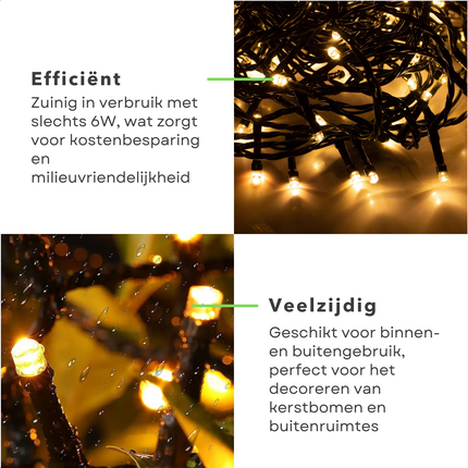 Cheqo® Kerstverlichting - Kerstboomverlichting - Kerstlampjes - Sfeerverlichting - LED Verlichting - Voor Binnen en Buiten - Tuinverlichting - Feestverlichting - Lichtsnoer - 24M - 320 LED's - Extra Warm Wit - Timer - 8 Lichtfuncties - Geheugen Kerstboomverlichting