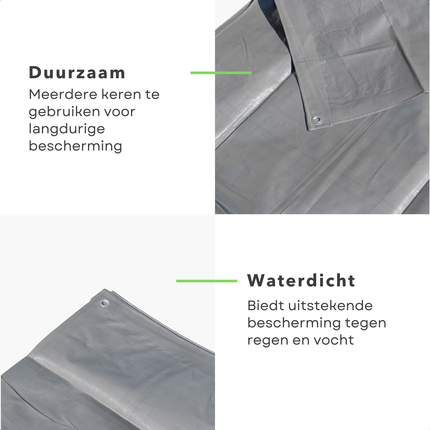 Cheqo® Waterdicht Dekzeil 2x3 m - Afdekhoes - Afdekzeil Herbruikbaar - Grijs - Voor Bescherming Buiten - Voor Auto's, Meubelen, Tuinset - Autohoes - Meubelhoes