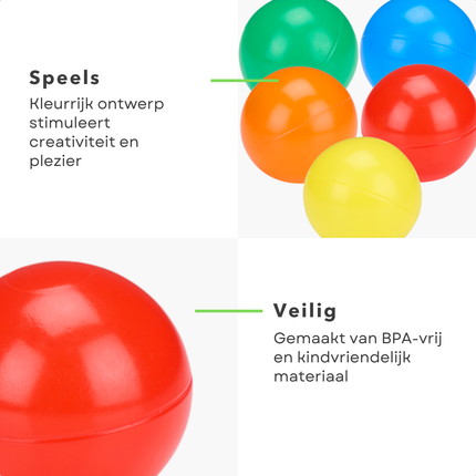 Cheqo® Ballenbak Ballen 50 Stuks - Ballenbakballen voor Speeltent - Gekleurde Speelballen voor Kinderen - Veilig PE Materiaal