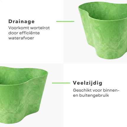 Cheqo® Bloempot Groen - Bloempot Rond - Bloempot Binnen - Bloempot Buiten - Sierpot Groen - Sierpot Rond - Bloempot met Schotel - Bloempot met Onderzetter