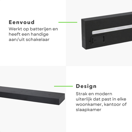 Cheqo® Wandplank Met LED Verlichting - Wandplank Met Verlichting - Wandplank Met Licht - Wandplank Zwart Met LED Verlichting - Wandplank Zwart