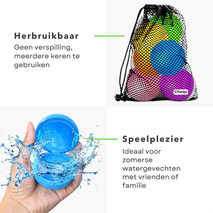 Cheqo® Herbruikbare Waterballonnen - Waterbal - Waterballon - Waterballen Set - Zwembadspeelgoed Voor Kinderen - Zwembad Speelgoed - Waterspeelgoed