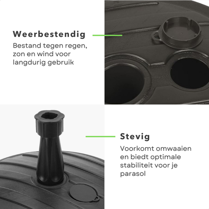 Cheqo® Parasolvoet Rond - Parasolstandaard - Parasol Standaard - Parasol Voet - Vulbaar en Weerbestendig - Kunststof Standaard voor Zware Parasols