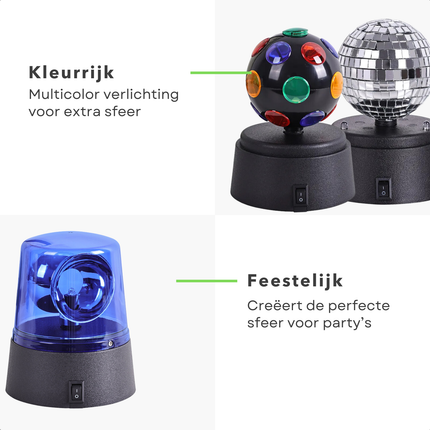 Cheqo® Discolamp Set - Party Lights - Disco Licht Set - 3in1 Disco Lamp Set - LED Lichteffect - Party Verlichting - Compacte Feest Decoratie