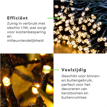 Cheqo® Kerstverlichting - Kerstboomverlichting - Kerstlampjes - Sfeerverlichting - LED Verlichting - Voor Binnen en Buiten - Tuinverlichting - Feestverlichting - Lichtsnoer - 40 LED's - 3M - Warm Wit - Timer - 8 Lichtfuncties - Geheugen Kerstboomverlichting