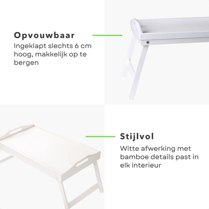 Cheqo® Ontbijt op Bed Dienblad - Ontbijt op Bed Tafeltje - Bedtafel - Bedtafeltje - Beddienblad - Schoottafeltje - Schoottafel - Laptoptafel Bed - Laptoptafeltje Bed - Dienblad met Poten - Inklapbaar Dienblad