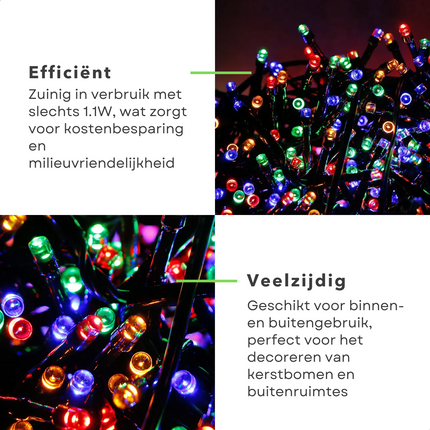 Cheqo® Kerstverlichting - Kerstboomverlichting - Kerstlampjes - Sfeerverlichting - LED Verlichting - Voor Binnen en Buiten - Tuinverlichting - Feestverlichting - Lichtsnoer - Multicolor - 40 LED's - 3M - Timer - 8 Lichtfuncties Kerstboomverlichting