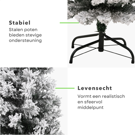 Cheqo® Kunstkerstboom Smal - Smalle Kerstboom - 180 cm - Met Sneeuw - PVC - Binnen en Buiten