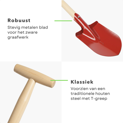 Cheqo® Metalen Schep - Houten Steel -  Tuingereedschap - Kinderschep - Tuinschep - Strandschep - Zandspeelgoed - Tuinieren - Metalen Blad - Compacte Schep - Tuinwerk - Sneeuw Schep - Zand Scheppen - Sneeuwschep