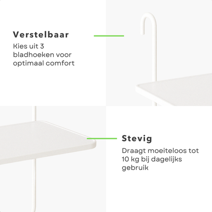 Cheqo® Balkontafel - Hout Verstelbaar - Hangend - Wit - Balkon Tafel - Balkontafeltje