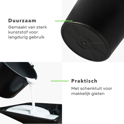 Cheqo® Zwarte Kunststof Emmer - 12 Liter - Met Schenktuit - Ideaal voor Bouw en Verf