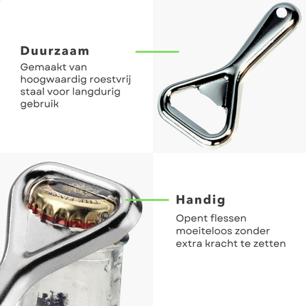 Cheqo® Flessenopener Set - Bieropener - Opener - Flesopener -RVS - 2 Stuks