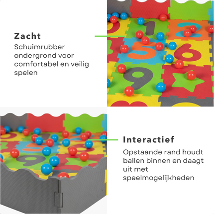 Cheqo® Speelmat Ballenbak - Puzzelmat Ballenbak - Baby Speelmat Ballenbak - Baby Speelkleed Ballenbak - 3 in 1 Speelmat - 3 in 1 Ballenbak - Baby Puzzelmat - Foam Puzzelmat Baby