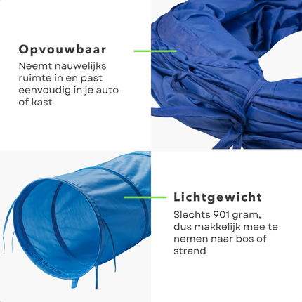 Cheqo® Hondentunnel 3 Meter – Agility voor de Hond – Behendigheid Hond – Opvouwbare Speeltunnel – Lichtgewicht Polyester – Inclusief Grondpinnen & Draagtas – 48 cm Doorsnee – Honden Agility Set – Hondensport Accessoires