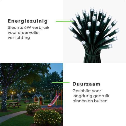 Cheqo® Kerstverlichting - Kerstlampjes - Kerstboomverlichting Wit - 768 LED Lampjes - Koel Wit Licht - Verlichte Lengte 990 CM - Kerstverlichting Binnen en Buiten - IP44 Adapter - Automatische Timer - 8 Lichtfuncties - Geheugenfunctie