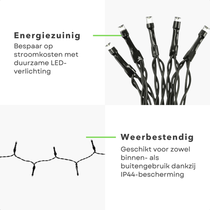 Cheqo® Kerstverlichting - Kerstboomverlichting - Kerstlampjes - LED Kerstverlichting - Warm Wit - 1.8M 24 LED's - Batterij & Timer - Waterdicht IP44