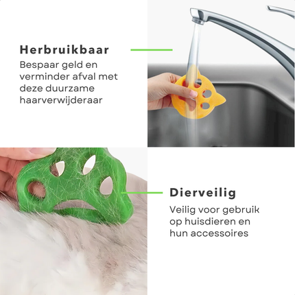 Cheqo® Haarverwijderaar Wasmachine - Huisdierhaar Wasmachine - Anti Haar Drogerballen - Hondenhaar Verwijderaar - Zachte Elastische Magneet - Voor Droger en Wasmachine - 2 Stuks