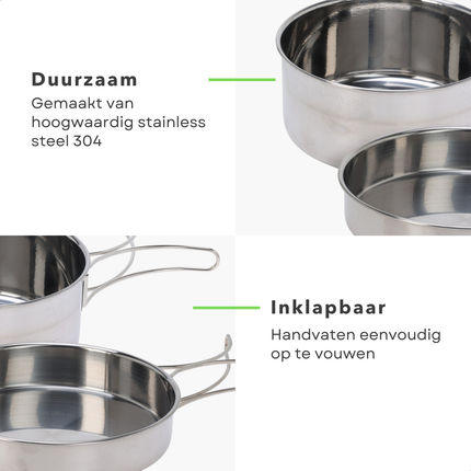 Cheqo® Camping Pannenset - Camping Pannen - Pannenset Camping - Kampeer Pannenset - Kampeer Pannen - Camping Kookset - Kookset Camping - Camping Kookgerei - Camping Kookgerei Set - Camping Pan Set - Camping Steelpan