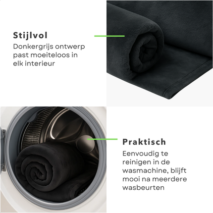 Cheqo® Fleece Deken - Plaid Fleece - Superzachte Deken - 150 x 200 cm - Zwart - Hoogwaardig Polyester - Wasmachine Wasbaar - Elegante Kleur - Veelzijdig Gebruik - Duurzame Fleece - Zacht Dekentje - Bank Of Bed - Warme Deken - Wintermaanden