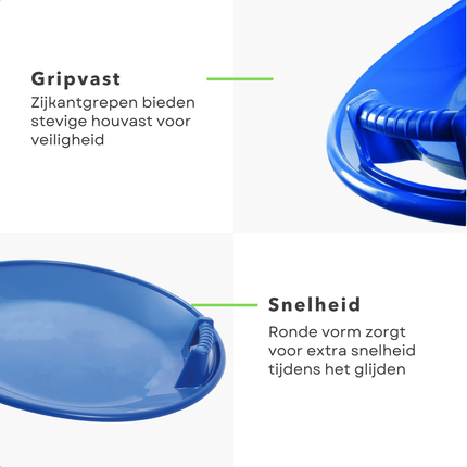 Cheqo® Ronde Slee - Sneeuwslee - Snelle Slee - Slede - Glijschotel - Kinderslee - Blauw met Grepen