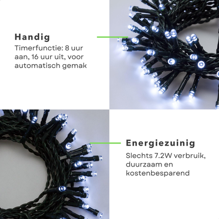 Cheqo® LED Kerstverlichting - Kerstlampjes - Kerstboomverlichting - Cluster - Clusterverlichting - 1500 LED's - 30M - Voor Binnen en Buiten - Timer & Geheugen