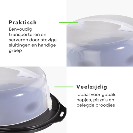 Cheqo® Gebaksdoos Kunststof - Taartplateau - Transparante Taartdoos - Taartbox - Vershouddoos - Taart Bewaardoos