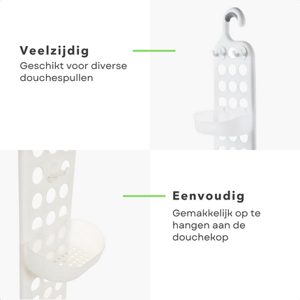 Cheqo® Ophangbaar Doucherek - 71x25cm - Verstelbaar Doucherek - Verstelbaar - Eenvoudige Installatie - Douche Organizer - Doucherek Zonder Boren - Hangend Doucherek - 3 Laags - Douchemandje - Doucherekje - Roestvrij Doucherekjes