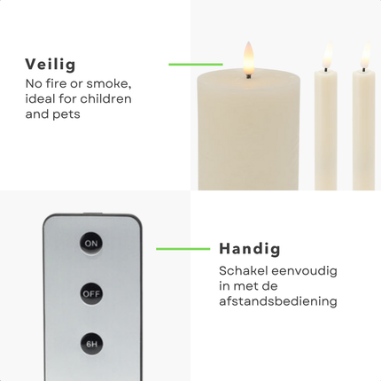 Cheqo® Oplaadbare LED Kaarsen met Bewegende Vlam - 9-Delig - Witte Wax - Met Afstandsbediening - Nep Kaarsen met Flikkerende Vlam - Dinerkaarsen