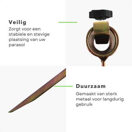 Cheqo® Metalen Parasolharing - Parasolstandaard - Parasolhouder Tuin - Grondanker - Parasolhouder Grond - Ook voor Droogmolen