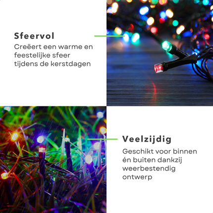 Cheqo® Kerstverlichting Multicolor - LED Lichtsnoer - 720 LED Lampjes - 54 Meter Lengte - Binnen En Buiten - Groen Snoer - IP44 Adapter - Kerstboomverlichting - Feestverlichting - Lichtslinger - Veelkleurig - Kerstlampjes