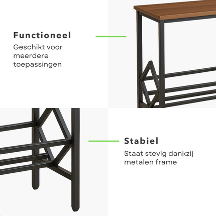 Cheqo® LP Opbergsysteem - Bijzet Tafel - Vinyl Houder - Platenrek - Platenhouder - Bijzettafel - Platenkast - Platenstandaard LP Rek - Platenspeler Meubel - Metaal MDF