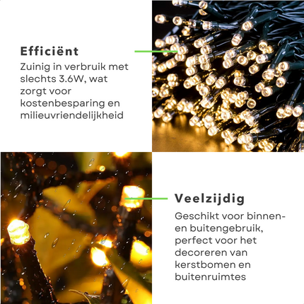 Cheqo® Kerstverlichting - Kerstboomverlichting - Kerstlampjes - Sfeerverlichting - LED Verlichting - Voor Binnen en Buiten - Tuinverlichting - Feestverlichting - Lichtsnoer - Microcluster - 400 LED's - 8M - Warm Wit - Timer - 8 Lichtfuncties Kerstboomverlichting