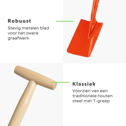 Cheqo® Metalen Schep - Houten Steel - 65 cm - Tuinschep - Willekeurige Uitvoering - Metaal En Hout - Schop - Schep - Sneeuwschep