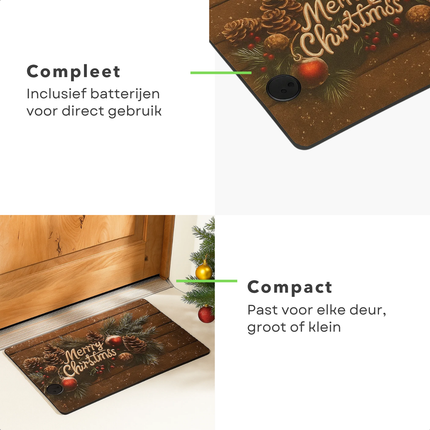 Cheqo® Deurmat Met Muziek - Kerst Deurmat - Jingle Bells Geluid - Merry Christmas Melodie - Muzikale Deurmat - Kerstliedjes Deurmat op Batterijen - Deurmat Met Sensor - Feestelijke Deurmat
