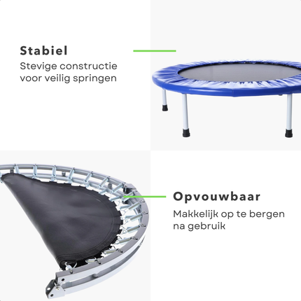 Cheqo® Fitness Trampoline - Mini Trampoline - Opvouwbare Trampoline - Opvouwbare Fitness Trampoline - Rebounder - Fitness Rebounder - Mini Trampoline Volwassenen - Fitness Trampoline Volwassenen - Mini Fitness Trampoline - Inklapbare Trampoline