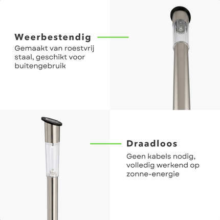 Cheqo® Solar Tuinlamp - Solar Tuinverlichting - Tuinlamp op Zonne Energie - Tuinverlichting op Zonne Energie - Solar Buitenlamp - Buitenlamp op Zonne Energie - Solar Tuinlamp Staand - Staande Solar Lamp - Solar Priklamp