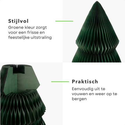 Cheqo® Papieren Kerstboom - Decoratieve Kerstboom - Groene Kerstboom - Duurzame Kerstdecoratie - Vouwbare Kerstboom - Kerstboom Design - Grote Kerstboom - Kerstboom Voor Binnen - Kerstboom