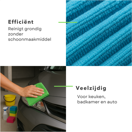 Cheqo® Microvezeldoeken 30x30 cm - Schoonmaakdoekjes - Wasbaar Op 60 Graden - Zonder Reinigingsmiddel - Nat Of Droog Te Gebruiken - Verschillende Kleuren - Set Van 50 Stuks Microvezel Doeken