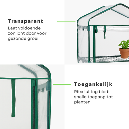 Cheqo® Kweekkas - Compacte Broeikas - Plantenkas Metalen Frame - Foliekas - Kas - Broeikas - Kas voor Moestuin - Compacte Tuinkas - Waterdicht