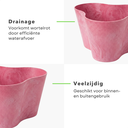 Cheqo® Bloempot Roze - Plantenpot Roze - Bloempot - Plantenpot - Sierpot Roze - Sierpot - Pot voor Kamerplant - Bloempot voor Binnen - Bloempot voor Buiten - Plantenpot voor Binnen - Plantenpot voor Buiten - Bloempot met Drainage